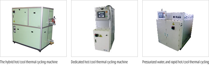 The hybrid hot/cool thermal cycling machine, Dedicated hot/cool thermal cycling machine, Pressurized water, and rapid hot/cool thermal cycling